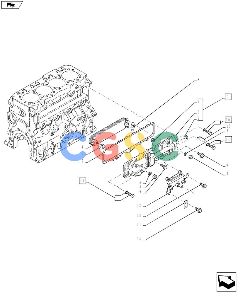 纽荷兰零件查询(E135BSRLC) - CRAWLER EXCAVATOR ASN YH06-08001 (08-022[00]) - OIL COOLER New Holland Constructuion