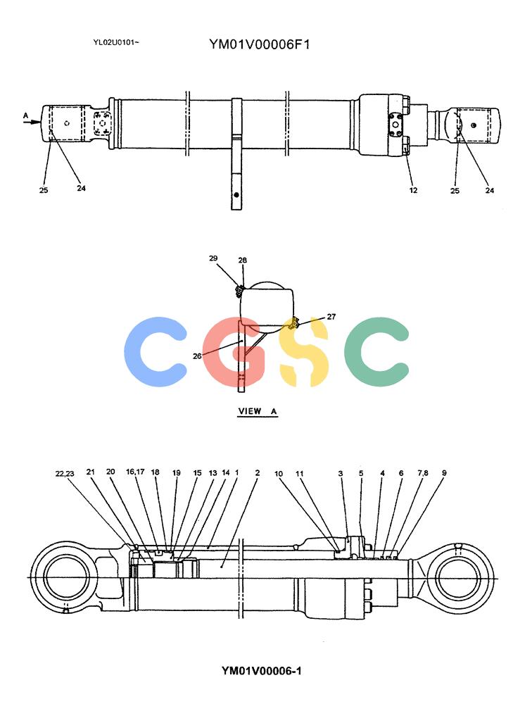 神钢零件查询(ED190LC) - BLADE RUNNER EXCAVATOR/DOZER BTW YL02U0101 - YL03U0135 (1/02-12/06) (06-013) - CYLINDER ASSY, BOOM (RIGHT HAND) Kobelco