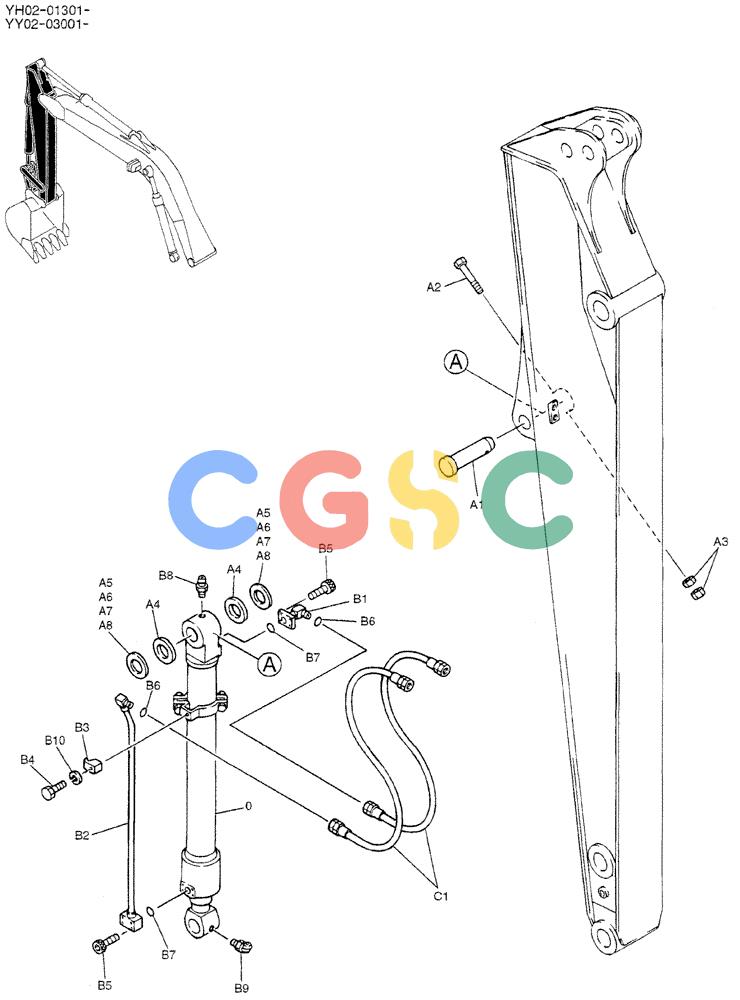 神钢零件查询(ED150-1E) - BLADE RUNNER EXCAVATOR/DOZER ASN YL05-00555 (11/03-12/04) (05-006) - HYD LINES, ARM 2.95M Kobelco
