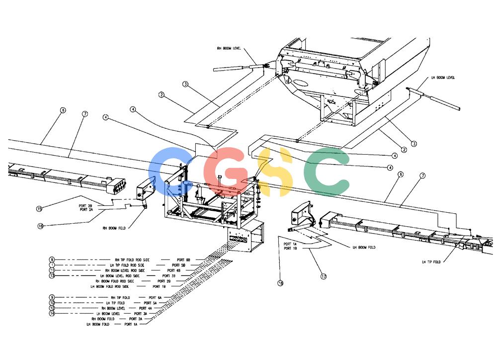凯斯零件查询(FLX810) - FLEX-AIR APPLICATOR (10/03-8/09) (04-010) - HOSE GROUP, BOOMS, 60 Case Agriculture