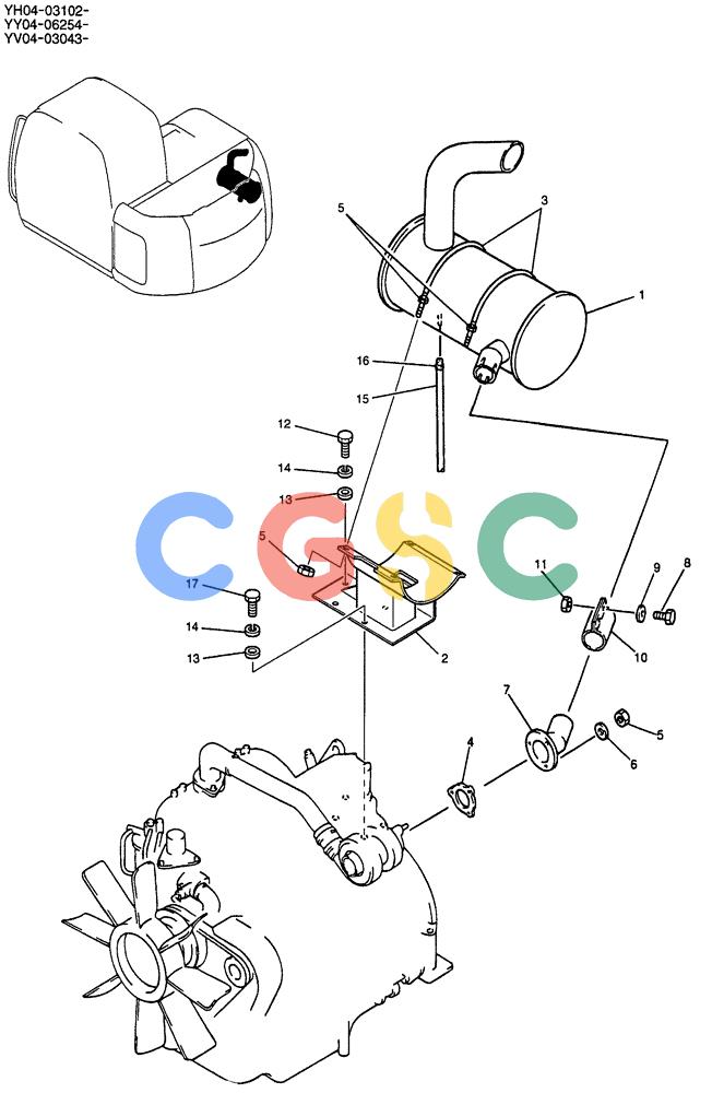 纽荷兰零件查询(E135SR) - CRAWLER EXCAVATOR ASN YY04-06254 (01-009) - MUFFLER ASSY New Holland Constructuion