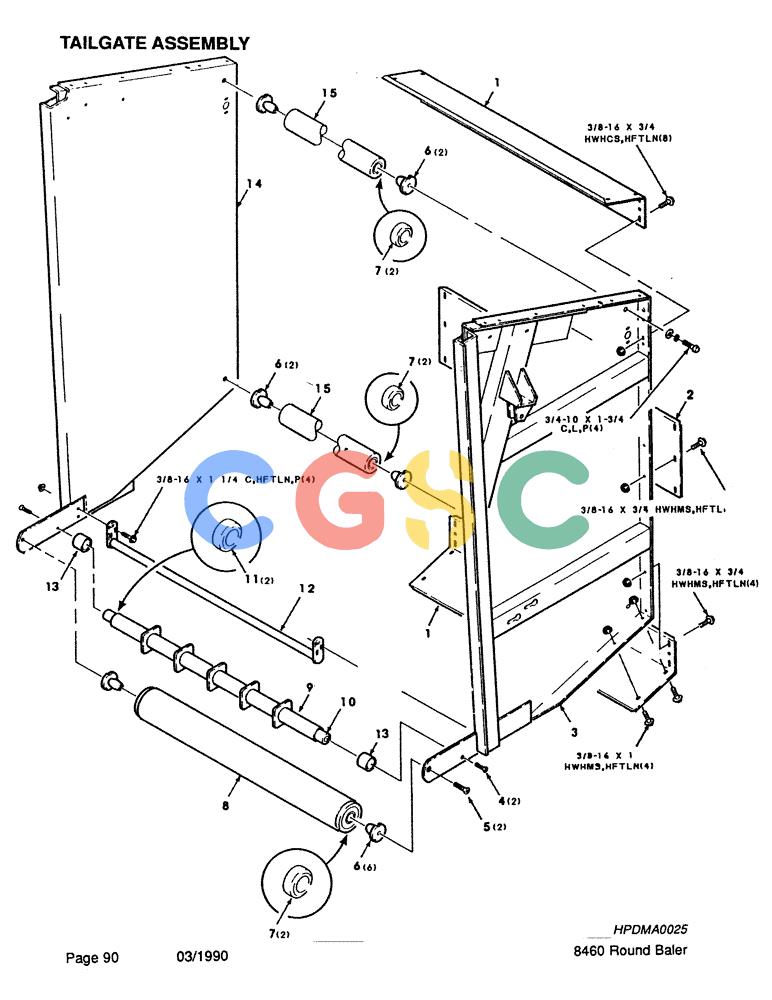 凯斯零件查询(8460) - CASE IH ROUND BALER (BEFORE S/N CFH0057418) (1/88-12/93) (090) - TAILGATE ASSEMBLY Case Agriculture