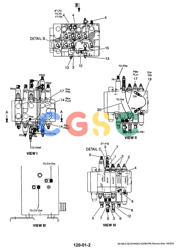 神钢零件查询(SK160LC-6E) - DYNAMIC ACERA EXCAVATOR 08/2004 ASN YM03U0523 (8/04-12/07) (01-029[02]) - CONTROL LINES - MAIN Kobelco