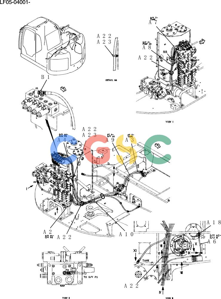 纽荷兰零件查询(E80BMSR) - CRAWLER EXCAVATOR ASN LF05-04001 - (N8TA18060) (152-17[1]) - CONTROL LINES, VALVE New Holland Constructuion