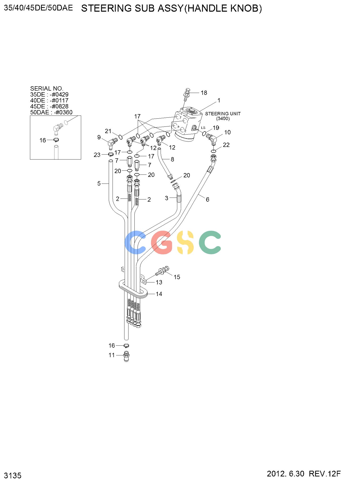 现代零件查询35/40/45D-7E,50D-7AE STEERING SUB ASSY(HANDLE KNOB)EPC Hyundai 