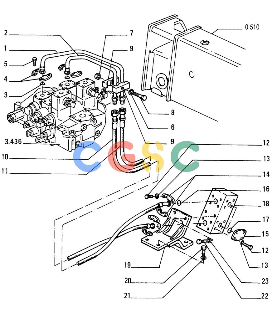 纽荷兰零件查询(FD255) - CRAWLER DOZER (N.A. VERSION) (7/95-) (4.532[01]) - REAR EQUIPMENT PIPING New Holland Constructuion