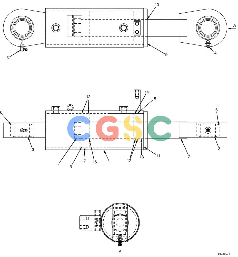 神钢零件查询(ED150-1E) - BLADE RUNNER EXCAVATOR/DOZER ASN YL05-00555 (11/03-12/04) (02-023[00]) - CYLINDER ASSEMBLY, DOZER TILT (YY01VU0005F1) Kobelco