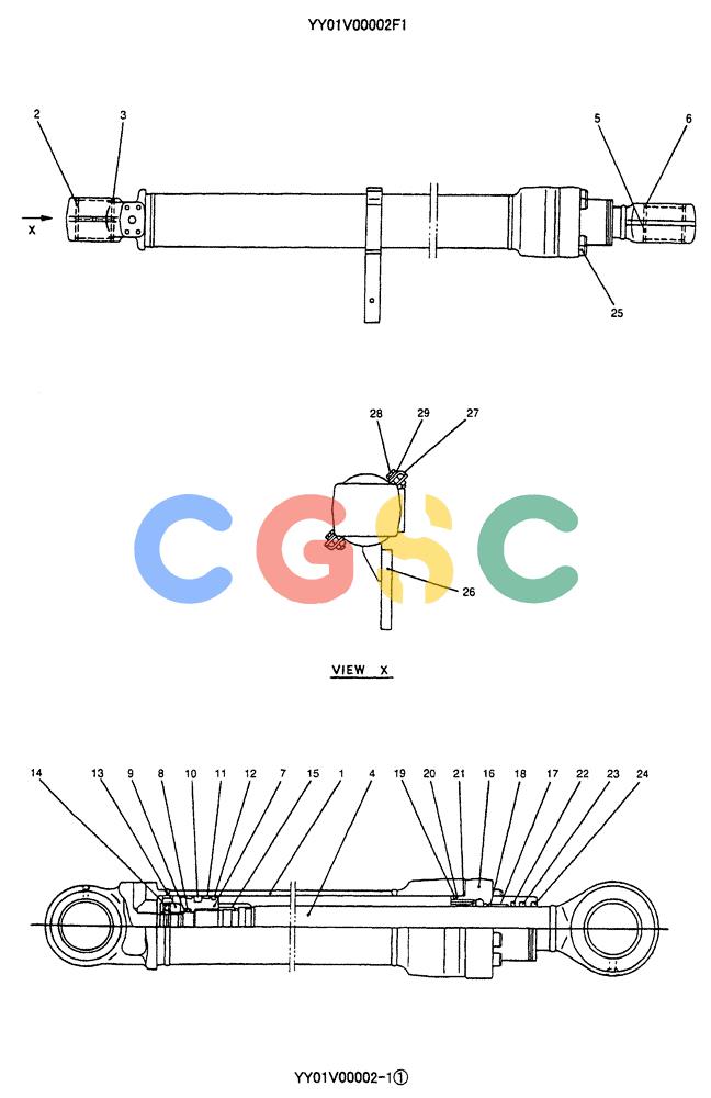 神钢零件查询(ED150-1E) - BLADE RUNNER EXCAVATOR/DOZER ASN YL05-00555 (11/03-12/04) (09-039) - CYLINDER ASSEMBLY, BOOM (R. H.) Kobelco