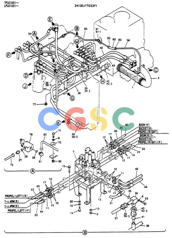神钢零件查询(SK130LC) - EXCAVATOR BTW YPU1001 - YPU2000 (1/98-12/98) (04-001[01]) - UPPER HYDRAULICS Kobelco