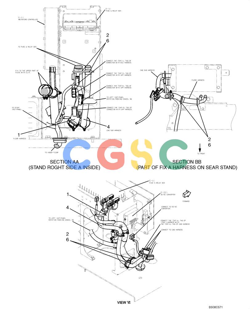 神钢零件查询(ED150) - BLADE RUNNER ACERA SR EXCAVATOR DOZER (TIER 3 ) ASN YL06-01201 (5/08-12/12) (02-70[04]) - HARNESS ASSEMBLY, UPPER (FLOOR PLATE) (YY13E00046F1), FIGURE 4 OF 5 Kobelco