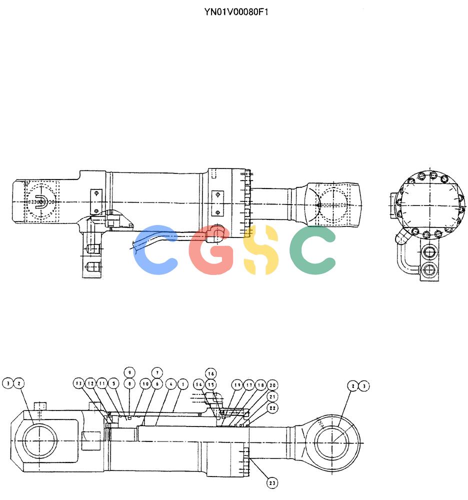 神钢零件查询(DOZER) - ATTACHMENT - SK200SR, SK200SR-1S, & SK200SRLC-1S (1/91-12/03) (03-001) - CYLINDER ASSY, DOZER (R.H) Kobelco