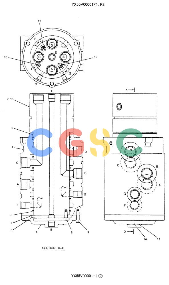 神钢零件查询(DOZER) - ATTACHMENT - SK200SR, SK200SR-1S, & SK200SRLC-1S (1/91-12/03) (03-003) - JOINT ASSY, SWIVEL Kobelco