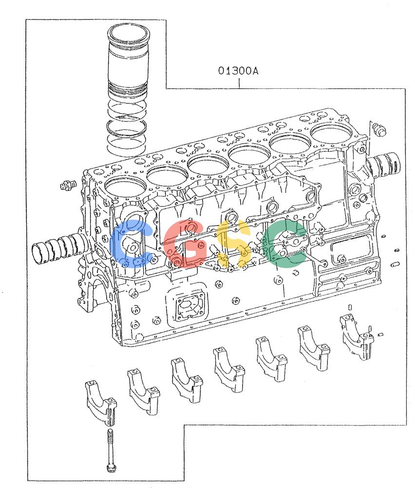 神钢零件查询(6D24-TEB) - MITSUBISHI DIESEL ENGINE (1/06-12/06) (01-002) - SERVICE CYLINDER BLOCK ASSY Kobelco