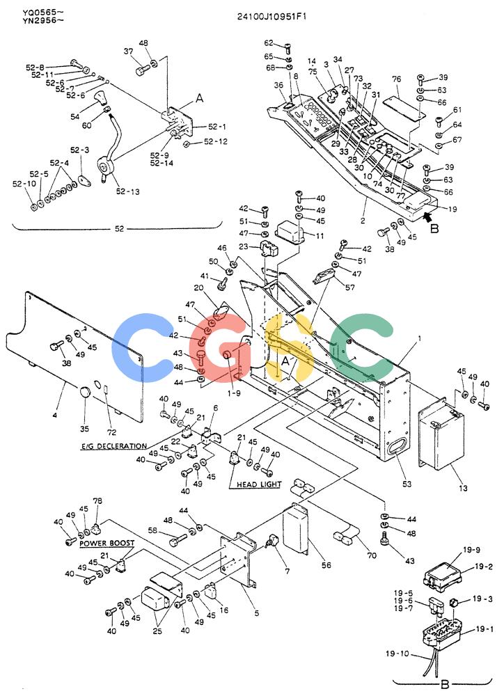 神钢零件查询(K907LC) - MARK II EXCAVATOR ASN YQ0565 (GLOBAL) (1/87-12/03) (05-012) - PANEL ASSY, INST (24100J10951F1) Kobelco
