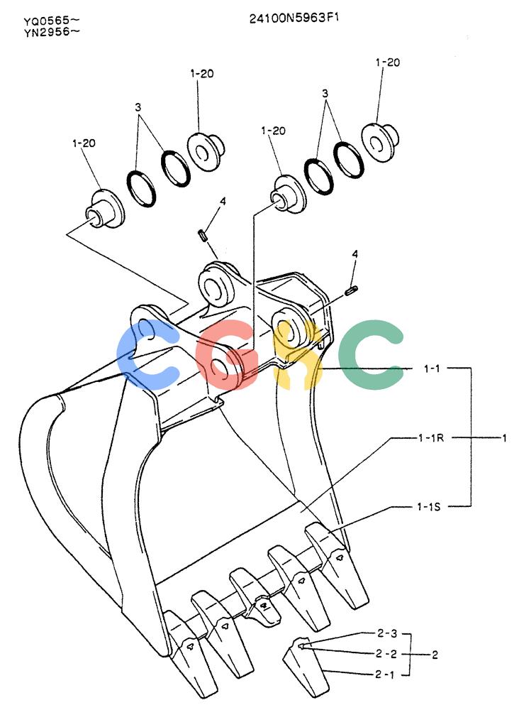 神钢零件查询(K907LC) - MARK II EXCAVATOR ASN YQ0565 (GLOBAL) (1/87-12/03) (09-022) - BUCKET ASSY, 0.7M Kobelco