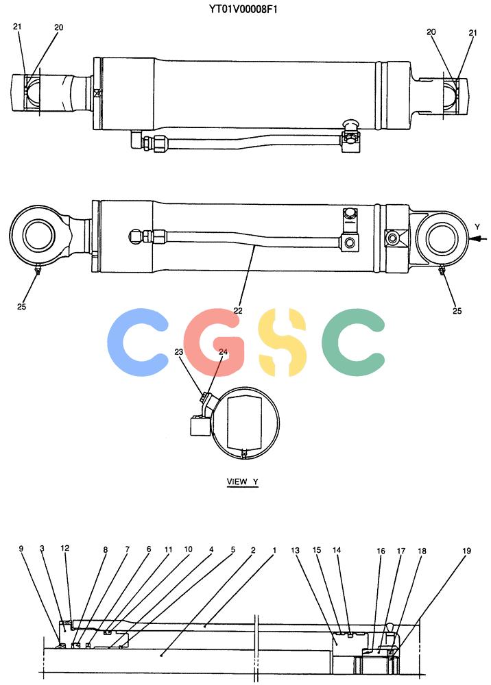 纽荷兰零件查询(E70SR) - MIDI CRAWLER EXCAVATOR ASN YT04-07175 (07-036) - CYLINDER ASSY, ANGLE (DOZER) New Holland Constructuion