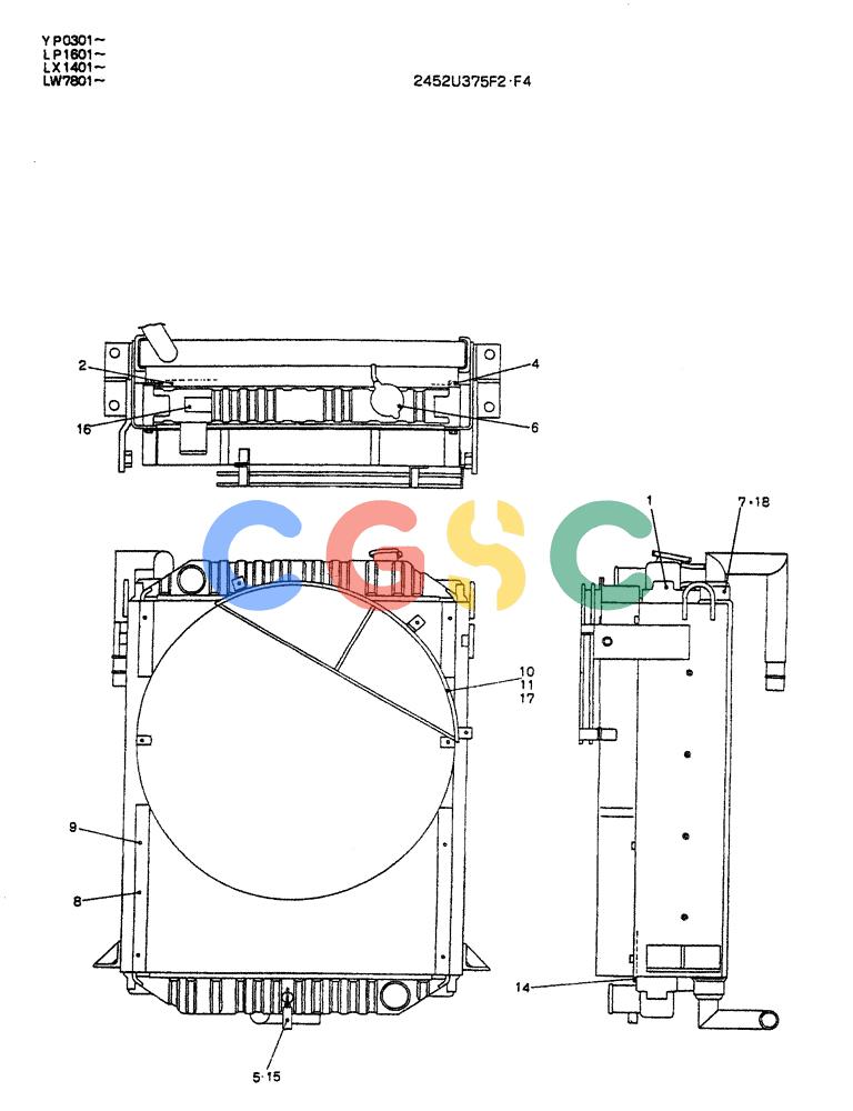 神钢零件查询(K905ALC) - EXCAVATOR ASN YP0301 (1/86-12/03) (05-006) - RADIATOR ASSY Kobelco