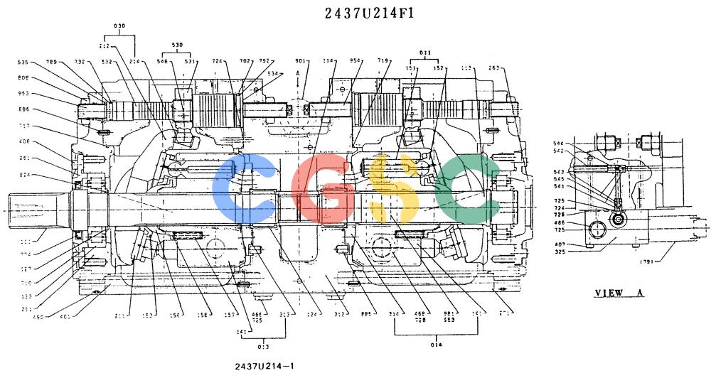神钢零件查询(K912LC) - MARK II EXCAVATOR ASN YC-0301 (1/88-12/03) (11-020) - PUMP ASSY (2437U214F1) Kobelco