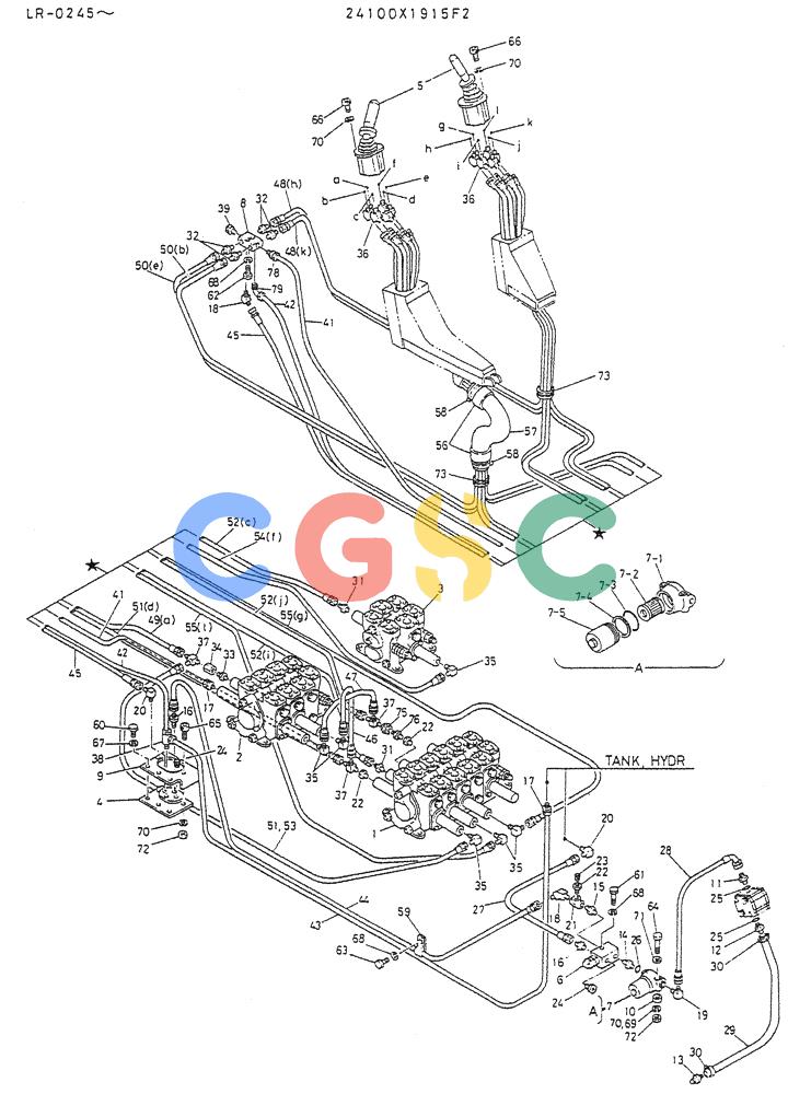 神钢零件查询(K914) - EXCAVATOR ASN LR-0143 (1/79-12/03) (03-016) - CONTROL ASSY (FOR LOADING & BACK HOE) ( FOR NORTH AMERICA WRIST CONTROL TYPE) P/N 24100X1915F2, F3 Kobelco