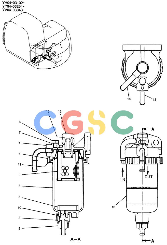 纽荷兰零件查询(E135SR) - CRAWLER EXCAVATOR ASN YY04-06254 (01-013) - SEPARATOR ASSY, WATER New Holland Constructuion