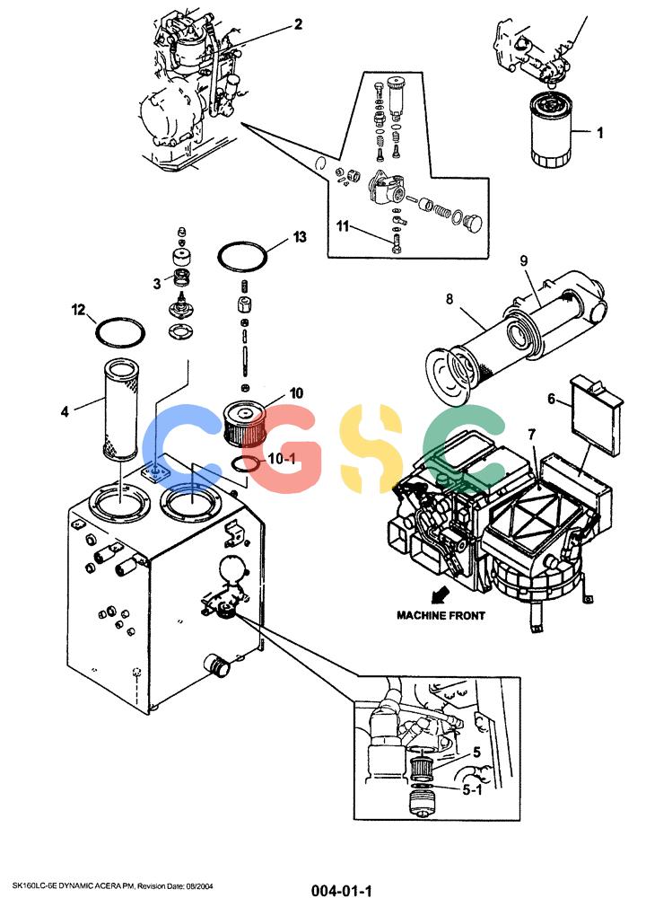 神钢零件查询(SK160LC-6E) - DYNAMIC ACERA EXCAVATOR 08/2004 ASN YM03U0523 (8/04-12/07) (00-001) - FILTER LIST Kobelco