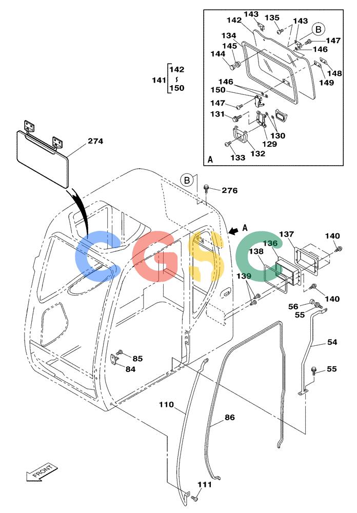 纽荷兰零件查询(E805) - CRAWLER EXCAVATOR (1/05-) (09-067-00[01]) - CAB - REAR WINDOW - SUN SHIELD - RAIL, GRAB New Holland Constructuion