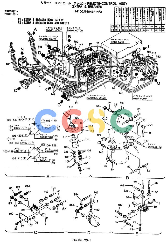神钢零件查询(BREAKER) - NIBBLER AND BREAKER ATTACHMENT - SK200LC EXCAVATORS (9/04-) (162-73) - Wrist Control and Pilot Line Group (Extra and Breaker Boom Safety) (Extra and Breaker Boom Arm Safety) Kobelco