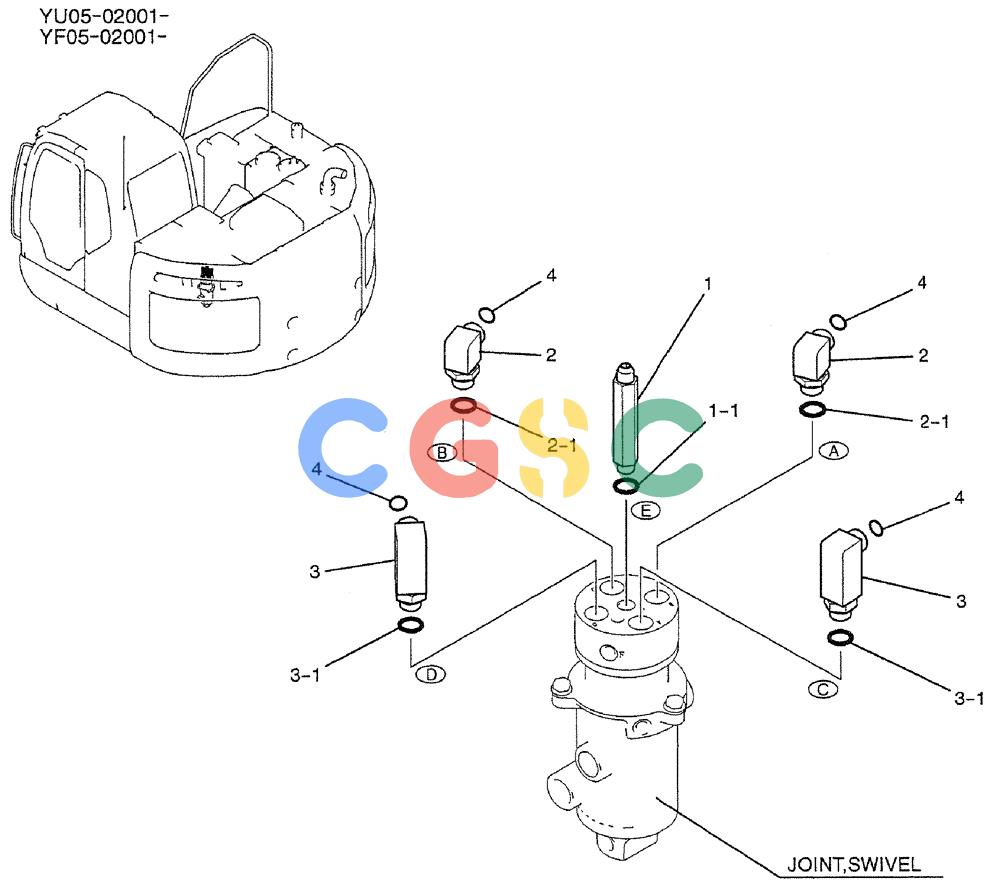 纽荷兰零件查询(E235BSRNLC) - CRAWLER EXCAVATOR ASN YU05-02001 (01-022) - HYD LINES, SWIVEL New Holland Constructuion