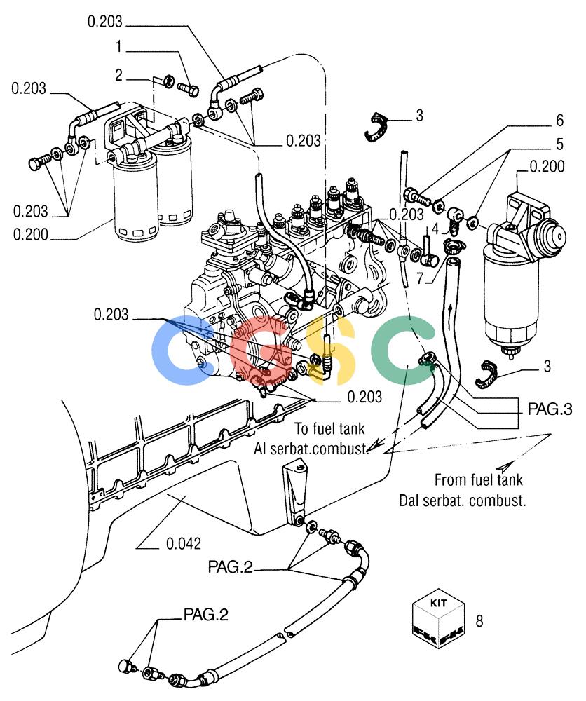 纽荷兰零件查询(FD255) - CRAWLER DOZER (N.A. VERSION) (7/95-) (0.500[2A]) - PIPING - FUEL New Holland Constructuion