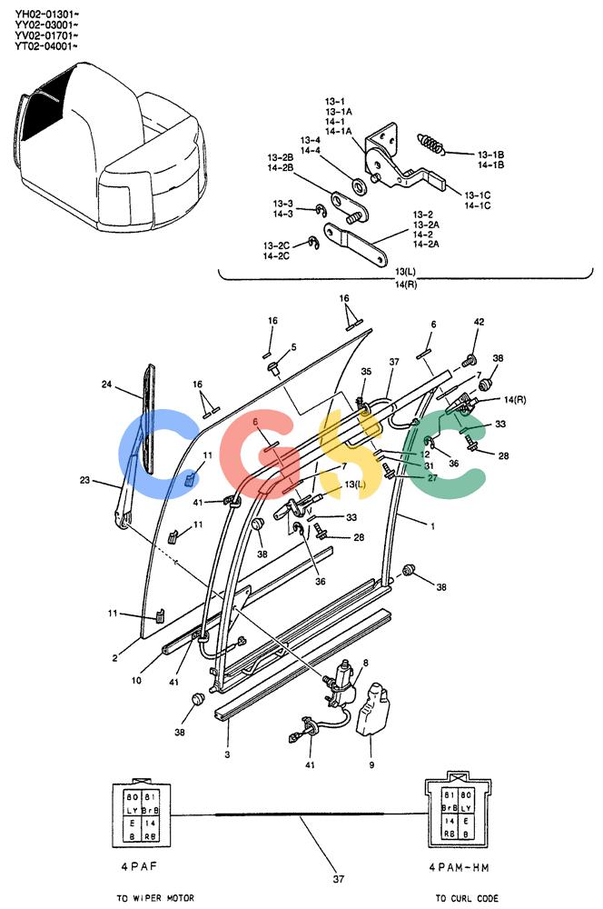 神钢零件查询(ED150) - BLADE RUNNER EXCAVATOR/DOZER BTW YL04-00501 - YL04-00554 (4/03-10/03) (01-035) - WINDOW ASSEMBLY, FR. Kobelco