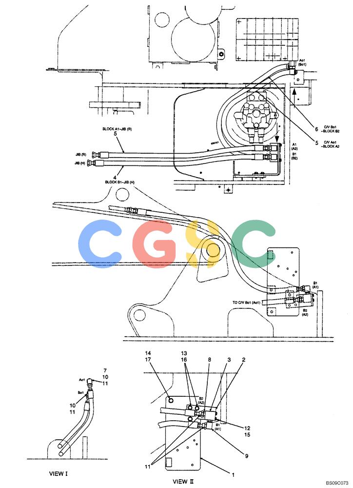神钢零件查询(BOOM) - ATTACHMENT, (2-PIECE BOOM) SK135SR-1E, SK135SRLC-1E, SK135SRLC-1ES (11/01-12/10) (06-003[00]) - UPPER HYDRAULIC LINES, (2-PIECE BOOM), (YY03H00047F1) Kobelco