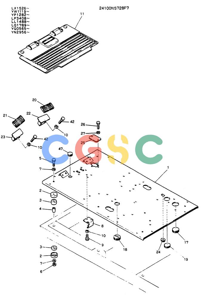 神钢零件查询(K904) - MARK II EXCAVATOR ASN YW1119 (1/88-12/03) (02-006) - PLATE ASSY, FLOOR, P/N 24100N5728F7 Kobelco