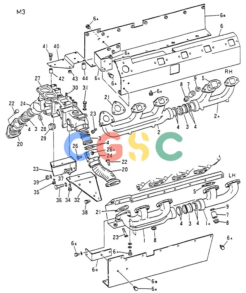 神钢零件查询(8DC9-T) - MITSUBISHI DIESEL ENGINE - K914 & K975 (1/79-12/06) (01-020[2]) - EXHAUST MANIFOLD Kobelco