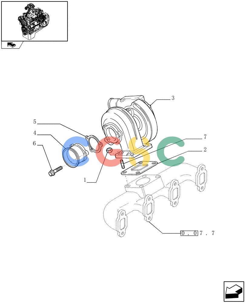 神钢零件查询(F4GE9484A J601) - ENGINE - 504103783 - 920019898 (1/13-) (0.24.0) - TURBOCHARGING (504085542 - 504115842) Kobelco