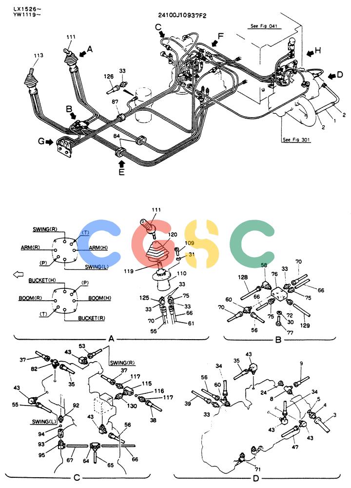 神钢零件查询(K904L) - MARK II EXCAVATOR ASN LX1526 (1/88-12/03) (03-005[01]) - REMOTE-CONTROL ASSY, P/N 24100J10937F2 Kobelco