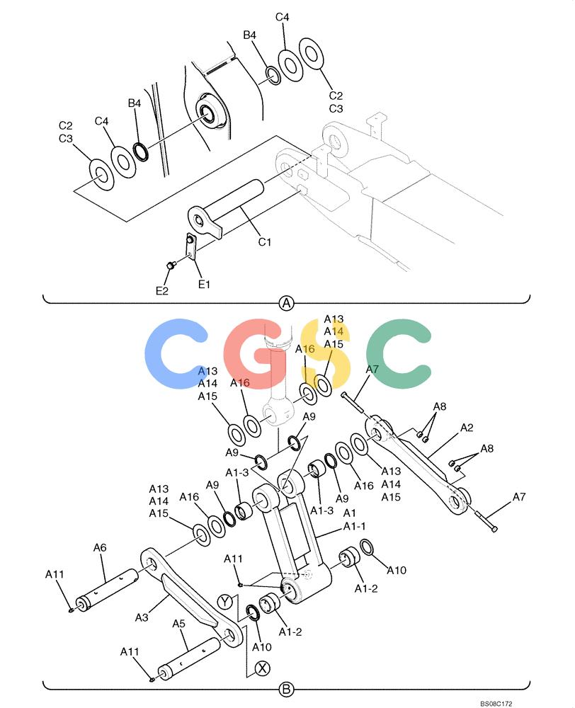 纽荷兰零件查询(E70BSR) - COMPACT CRAWLER EXCAVATOR BTW YT05-15001 - 18000 (NA) (4/08-) (04-06-00[02]) - ARM GROUP - 1.71M (5FT 7IN), PAGE 2 OF 2 New Holland Constructuion