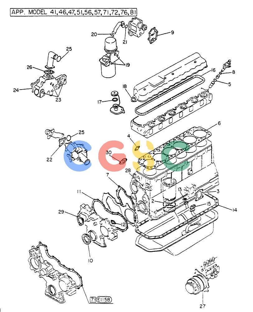 神钢零件查询(FD6T04) - NISSAN DIESEL ENGINE - LK500 (1/06-12/06) (01-001) - GASKET KIT ENGINE Kobelco