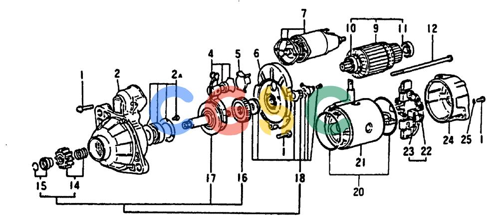 神钢零件查询(MD240C) - EXCAVATOR BTW LLU0301 - LLU0600 (1/80-12/06) (17-045) - STARTER (INNER PARTS) - 050-111A Kobelco