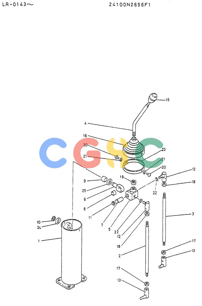 神钢零件查询(K914) - EXCAVATOR ASN LR-0143 (1/79-12/03) (03-018) - LEVER ASSY CONTROL P/N 24100N2656F1 Kobelco
