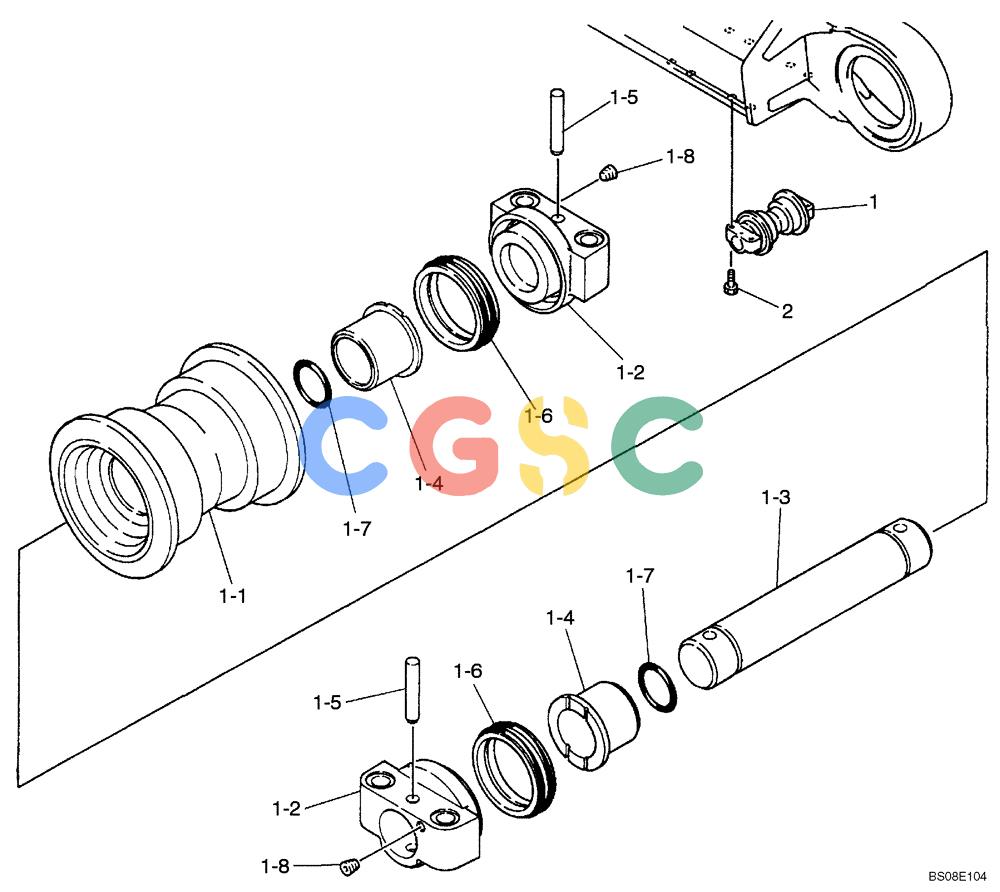 纽荷兰零件查询(E215B) - CRAWLER EXCAVATOR - TIER 3 (NA) - ASN N7DA21001 (1/07-) (6.012[00]) - ROLLER ASSEMBLY UPPER (HIGH & WIDE) (YN64DU0004F1) New Holland Constructuion