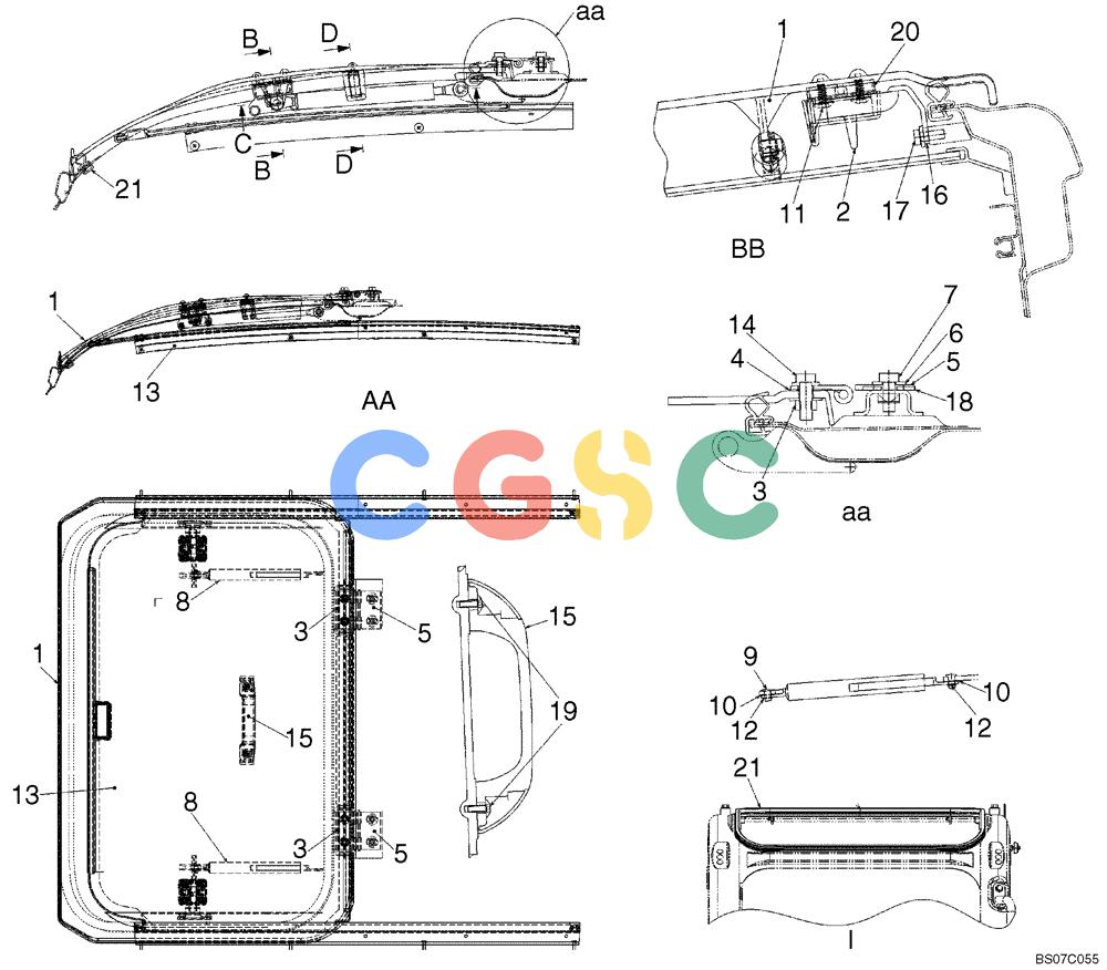 神钢零件查询(SK170-8) - ACERA MARK III EXCAVATOR - TIER 3 (NA) ASN YM04-U1601 - (5/07-12/12) (02-46[00]) - WINDOW, ROOF (YN02C03654F1) Kobelco