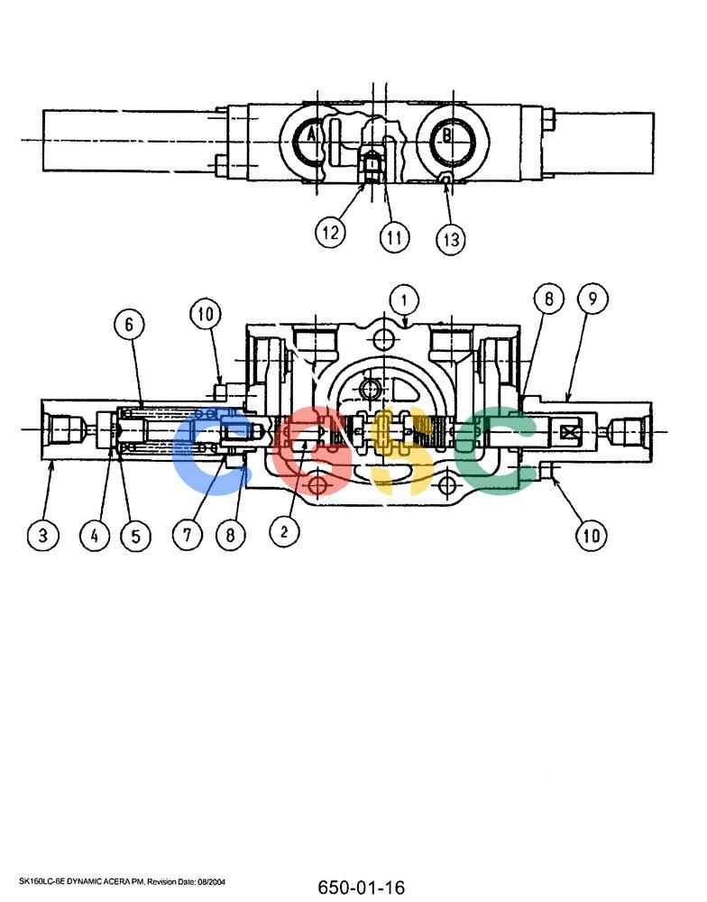 神钢零件查询(SK160LC-6E) - DYNAMIC ACERA EXCAVATOR 08/2004 ASN YM03U0523 (8/04-12/07) (07-005) - VALVE SECTION ASSY Kobelco