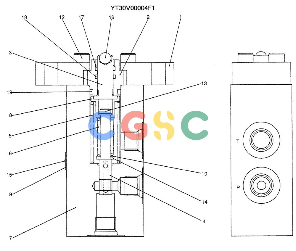 神钢零件查询(ED190LC-6E) - BLADE RUNNER EXCAVATOR/DOZER BTW YL03U0136 - YL03U0292 (1/05-12/06) (07-033) - VALVE ASSY, PILOT (YT30V00004F1) Kobelco
