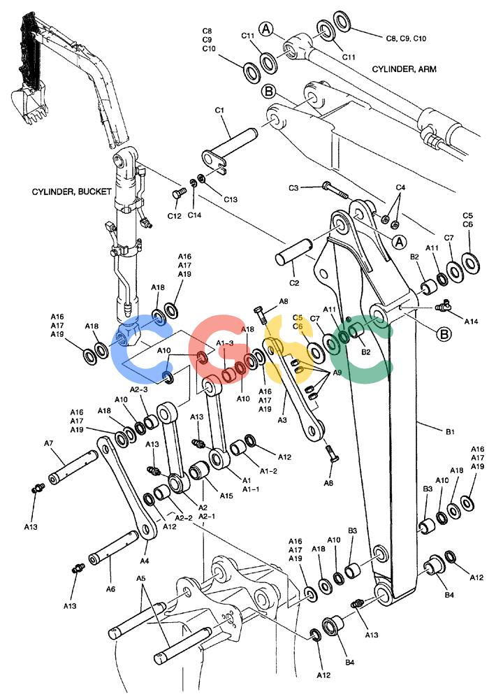 纽荷兰零件查询(E70) - MIDI CRAWLER EXCAVATOR (NA) (1/06-) (098) - ARM ASSY, STANDARD 1.65 M (5 FT 5 IN) New Holland Constructuion