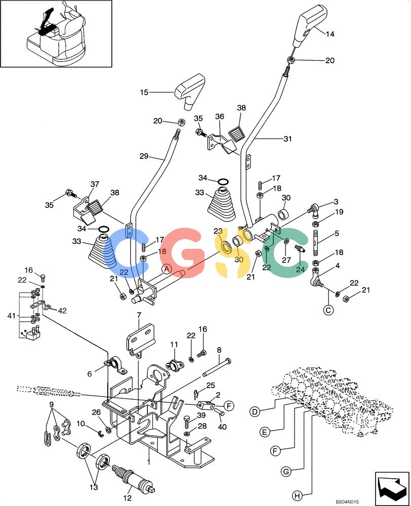 纽荷兰零件查询(E15) - COMPACT CRAWLER EXCAVATOR (N.A.) (1/06-) (09-19[00]) - LEVER ASSY - TRAVEL (TRAVEL ALARM) New Holland Constructuion