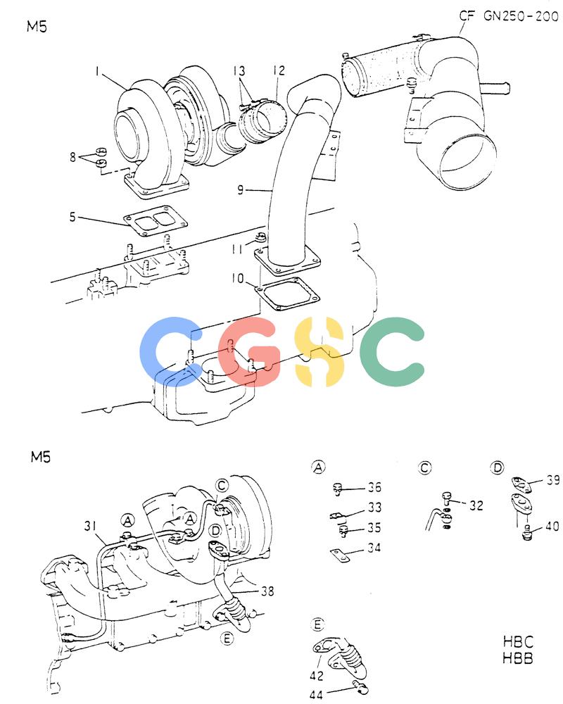 神钢零件查询(6D16-T) - MITSUBISHI DIESEL ENGINE - K907 & MD180LC (1/87-12/06) (01-027) - TURBO-CHARGER GENERAL Kobelco