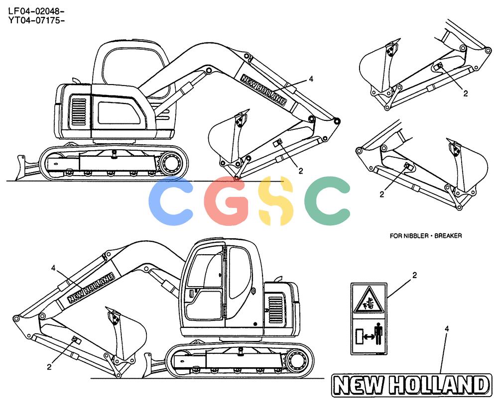 纽荷兰零件查询(E70SR) - MIDI CRAWLER EXCAVATOR ASN YT04-07175 (06-006) - NAME PLATE INSTAL (ATTACHMENTS) New Holland Constructuion