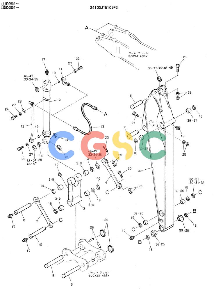 神钢零件查询(MD240C) - EXCAVATOR ASN LLU00601 (1/80-12/06) (08-002) - ARM ASSY, 2.98M (9FT-8IN) Kobelco
