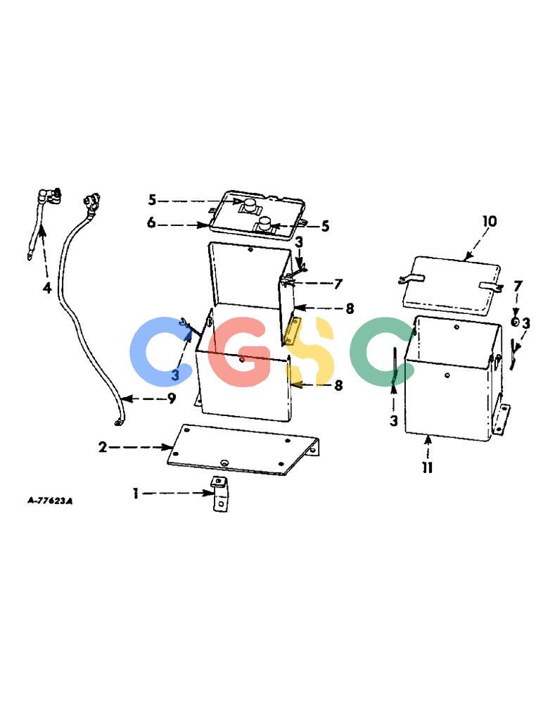 凯斯零件查询(57) - INTERNATIONAL HARVESTER RECTANGULAR BALER (1/57-12/72) (A-52) - ADDITIONAL PARTS FOR C-123 AND WISCONSIN ENGINES, BATTERY BOX AND ELECTRICAL CABLES Case Agriculture