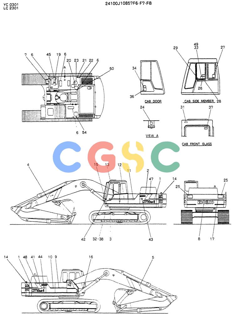 神钢零件查询(K912LC) - MARK II EXCAVATOR ASN YC-0301 (1/88-12/03) (10-003[01]) - LABEL, NAME PLATE (FOR EXPORT) Kobelco